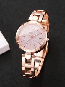 1pc Women's Fashion Casual Glitter Scale Dial Classic Quartz Wrist Watch, No Watch Box Included