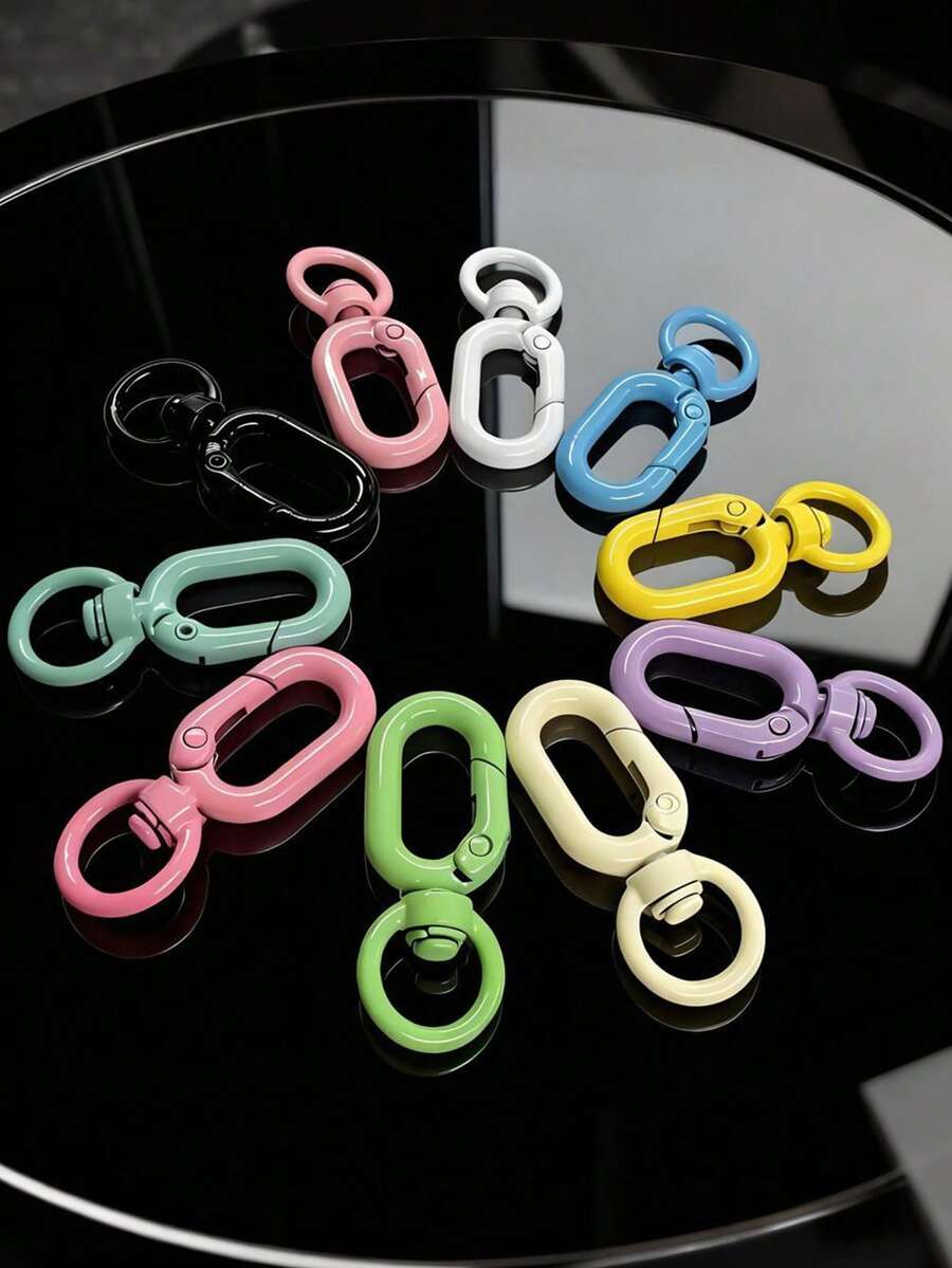 Hebilla oval de metal de moda, se puede abrir como llavero, gancho para bolso, clip de extensión, hebilla para cadena de perro, accesorios de equipaje, hebilla para senderismo, muy adecuada para usar mientras se viaja, accesorios de viaje, adecuada para correas de billetera, llaves, manualidades, ganchos, accesorios DIY - Multicolor - Ver 1