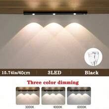 1pc/set Ultra-thin Usb Rechargeable 3 Light Colors Led Sensor Cat Eye Hill Lamp, Available In 7.87in / 11.8in / 15.75in / 19.7in - Black - View 10