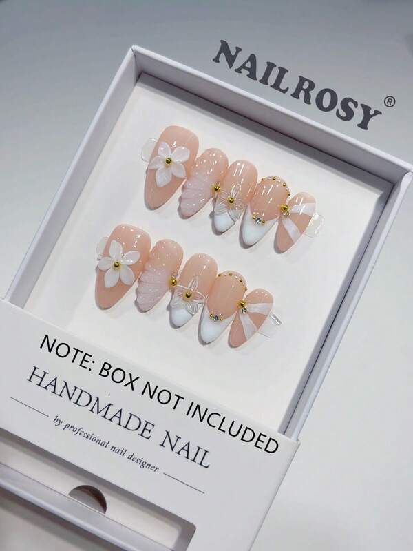 nailrosy 10 Unhas Postiças Acrílicas Artesanais com Estampa de Leopardo em Tons de Damasco, Transparentes, Longas e Amêndoa, com Formato Floral 3D, Suprimentos para Unhas Postiças, Ferramentas para Unhas, Unhas Decorativas para Casamento, Aniversário, Festa Y2K, Estilo Francês Fofo, Unhas em Gel para Escultura 3D com Flores em Gel.