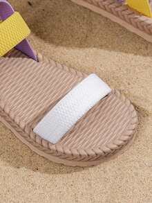 2025新款彩色凉鞋沙滩凉鞋波西米亚风高中时尚凉鞋软底凉鞋耐磨时尚凉鞋名品凉鞋厚底舒适凉鞋 - 白色 - 查看 6