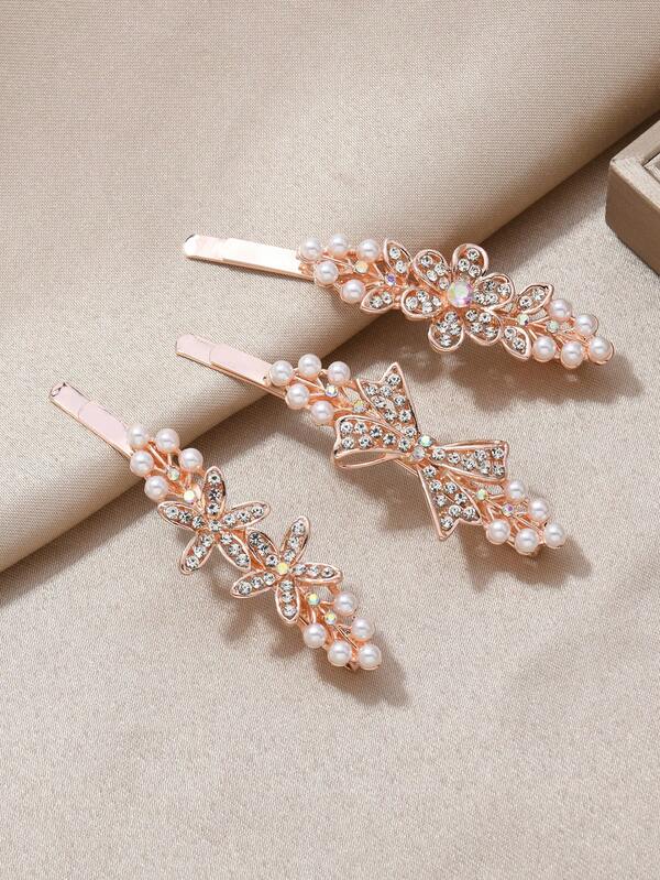 1pc Creative Faux Pearl Edged Starfish Hair Clip, Cute Bow Hair Clip, Elegant Flower Hair Clip, Women Hair Accessories For Daily Wear