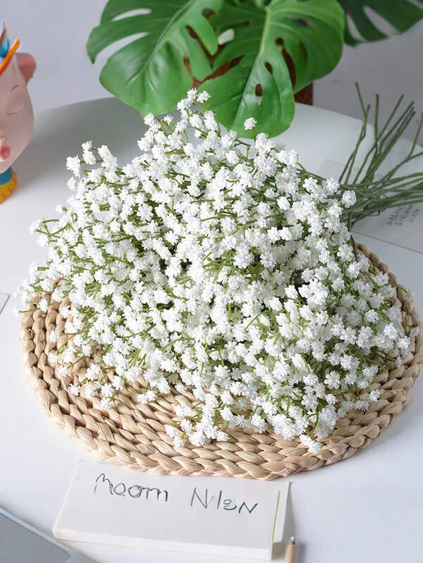 3pcs Artificial Baby's Breath, Soft Gel Realistic Flowers, Wedding Decor Bouquet, Plastic Artificial Flowers