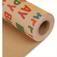 17英寸 x 118英尺 彩色“生日快乐”图案包装纸卷，牛皮纸材质，适用于生日派对、婴儿派对、男孩女孩生日派对 - 彩色生日-H - 查看 4