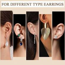 Earring Backs - Locking Safety Lifter Secure Hypoallergenic Silver Magic Earring Backs Replacement For Stud - B:扁平耳環底托 - 金色和銀色 - 查看 7