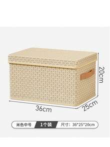 Caja de almacenaje en forma de V con tapa, plegable y de cartón duro reforzado, ideal para ropa y edredones, perfecta para el hogar. Dos colores, dos tamaños. - Beis - Ver 9