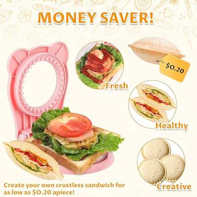 1个7色随机手动圆形三明治切割模具，DIY三明治烘焙工具，手动三明治切割器