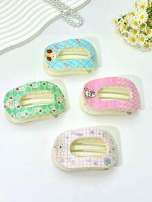 1 pieza/4 piezas Pinza de pelo de plástico ABS con patrón geométrico casual, pasador de pelo dulce para playa, viaje, fiesta, vacaciones, regreso a la escuela, accesorios de invierno para el cabello, pasador de pelo de invierno