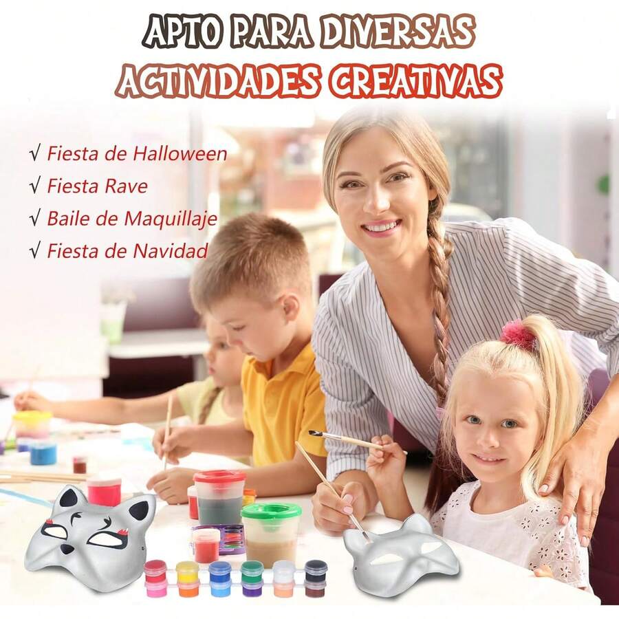 10áscaras Therian de Color Blanco,áscara de Gato Therian,áscara de Halloween para Niños y Adultos,áscara en Blanco para, Haceráscaras, Halloween, Cosplay, Regalos - 1 - Ver 1