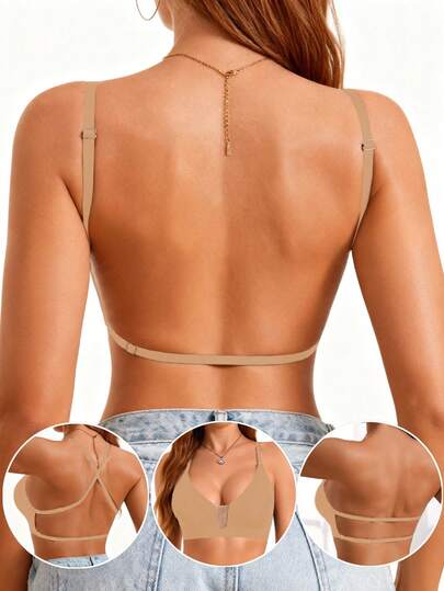 Women's Seamless Backless Bra Backless Strapless Underwear Summer Bra Sexy Bra Bridallingerie Three Types Of Straps, Seamless And Breathable, Adjustable Shoulder Straps, Thin Bra, Comfortable And Breathable, Suitable For Weddings, Formal Dresses, Camisole Skirts, Etc