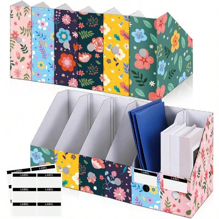6 Pcs Magazine File Holder Foldable Tive Cardboard File Folders 6 ...
