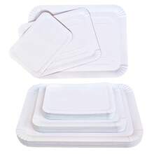 10/20 piezas Platos de papel rectangulares blancos y ligeros, platos desechables grandes adecuados para galletas, pasteles, postres, aperitivos, aplicables para bodas, reuniones familiares, fiestas de cumpleaños, picnics, barbacoas, días festivos - Blanco - Ver 1
