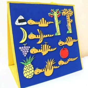 Quixorblex 13 piezas/set de fieltro con forma de serpiente, emparejado con 1 delantal de fieltro grande, libro de cuentos de la pequeña serpiente hambrienta, accesorios para la narración, delantal para el aula, ayudas didácticas para actuaciones dramáticas, material educativo, aprendizaje interactivo, accesorios interactivos familiares, educación de la primera infancia, esencial para el regreso a la escuela, esencial para maestros, adecuado para escuelas, familias y reuniones