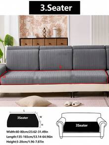 1pc Stretch Thickened Warm Sofa Cover, Non-Slip Full Coverage Sofa Seat Cover, Suitable For All Seasons, Fabric Thickened Sofa Slipcover, Machine Washable, Pet Friendly, Protects Sofa, Adjustable For Corner Sofa, Applicable To Bedroom, Office, Living Room Combination And L-Shaped Sofa Blanket And 1/2/3/4 Seat Covers - Dark Grey - View 17