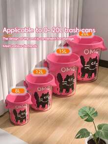 50pcs/Pack Thick Garbage Bags, Vest Style Portable Home Trash Bags, Cute Red Cat Trash Bags, Large Kitchen Food Waste Bags, Economic And Practical Cleaning Bags - Multicolor - View 7