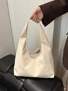 Women's Solid Color PU Leather Fashion Large Capacity Shoulder Bag For Daily Use