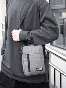 Large Capacity Fashion Men's Shoulder Diagonal Messenger Bag, Multi-Functional Adjustable Strap Zipper Closure, Multi-Compartment Practical Storage Men's Bag Festival