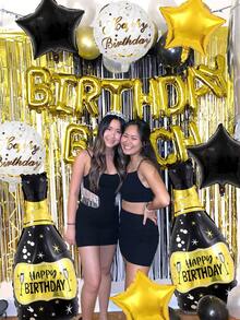 Bộ 2/8 bóng bay lá vàng đen mừng sinh nhật, bao gồm chai đựng bóng bay mừng sinh nhật, bóng bay tròn mừng sinh nhật và bóng bay lá vàng đen hình ngôi sao, thích hợp để trang trí tiệc sinh nhật, phụ kiện sinh nhật màu đen và vàng, kỷ niệm, phông nền chụp ảnh, tiệc tắm, trang trí nhà cửa - Nhiều màu - Xem 5