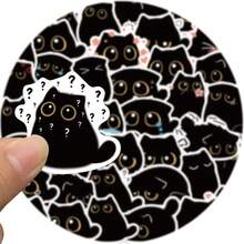 40/50/63pcs Small Black Cat Doodle Stickers, PVC Material, Durable, Suitable For Laptop, Phone, Water Bottle, Etc. High Adhesive Design Ensures Stickers Stay Firmly In Place.