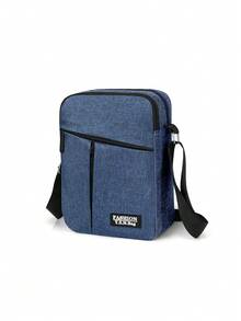 大容量时尚男士单肩斜挎包，多功能可调节肩带，拉链封口，多隔层实用收纳男士包，节日必备 - 藍色 - 查看 7