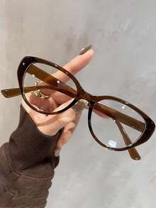 1 Pair Of Light Cool Brown Glasses For Women – Boasting An Oval Frame With A Mild Retro Flair - Màu trà lạnh - Xem 4