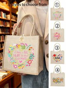 Teacher Letters Printed Handbag, Mama Print Tote Bag, Mothers Day Gift, For Mom Bag, Best Thanksgiving Gifts For Famliy, Women's Day Gifts, Thanksgiving Gifts, Goddess Day Gifts, For Women, Couples, Daily Use, Dating, Birthdays, Holidays, Back To School, Summer, Vacation, Beach, Travel, Commuting, Business, Students, Picnics, Camping, Supermarkets, Daily Storage