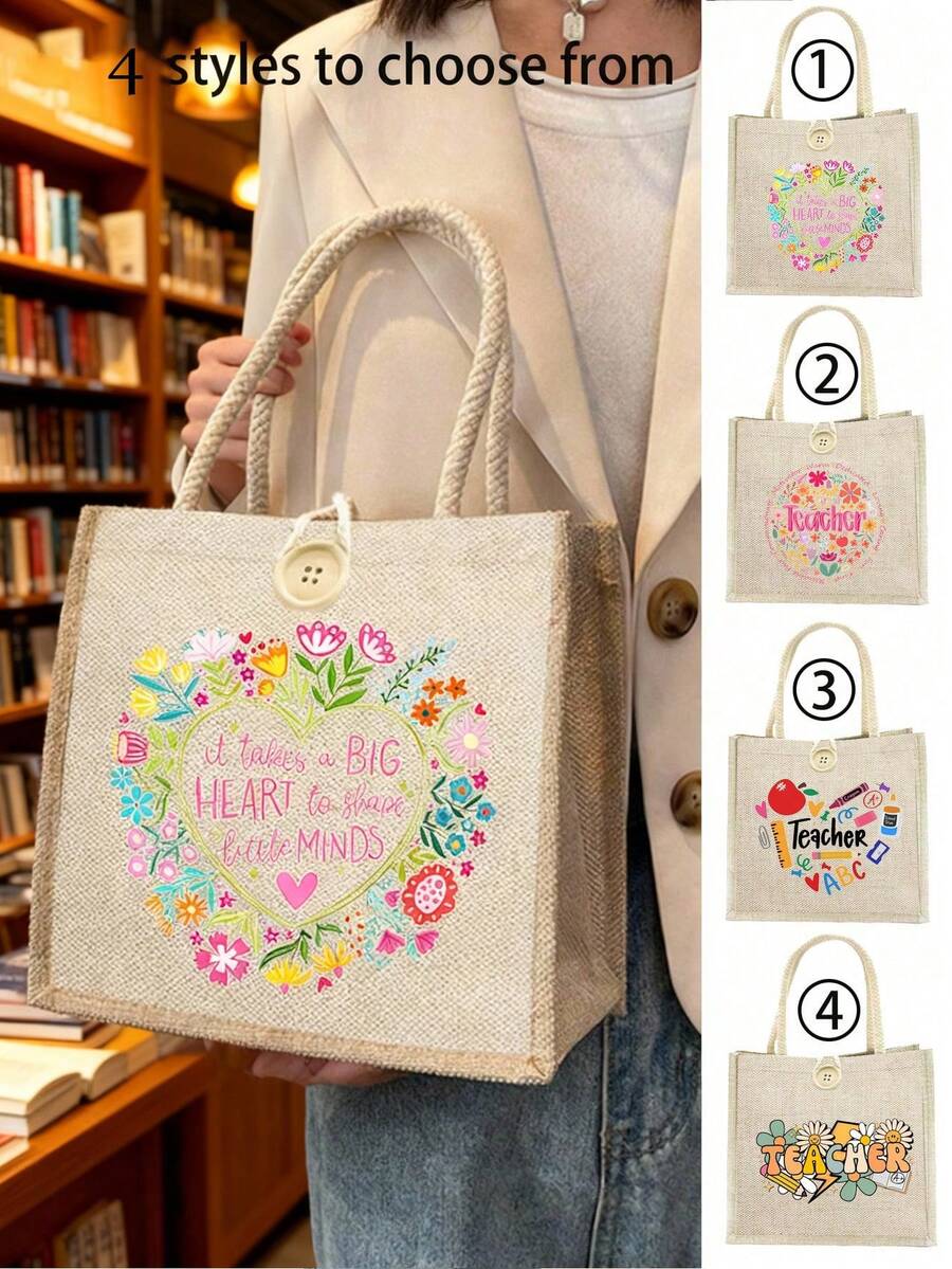 Teacher Letters Printed Handbag, Mama Print Tote Bag, Mothers Day Gift, For Mom Bag, Best Thanksgiving Gifts For Famliy, Women's Day Gifts, Thanksgiving Gifts, Goddess Day Gifts, For Women, Couples, Daily Use, Dating, Birthdays, Holidays, Back To School, Summer, Vacation, Beach, Travel, Commuting, Business, Students, Picnics, Camping, Supermarkets, Daily Storage