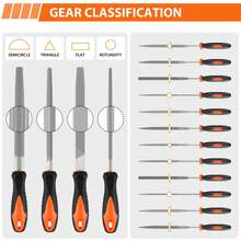 Huini 17PCS Metal File Set Metal Filler For Steel, 12 Needle Files With Storage Bag, Steel Brush, Wood Files With Handle For Woodworking, Metalworking - Orange - View 3