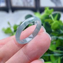 3毫米可叠戴天然翡翠绿石风水幸运戒指，女士款，单枚真宝石结婚戒指，低过敏性精致首饰，理想的幸运礼物，美国尺码4-12 - 藍綠色 - 查看 17