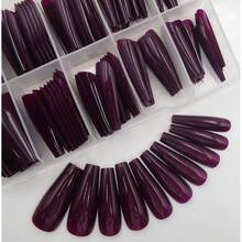 Colored Coffin Press On Nails Long Ballerina False Fake Nail Tips Full Cover Manicure Design Acrylic Nails 100pc For Women Teen FFgirls (Dark Grape){Inchcolor_nameinch:InchDarkGrapeinch} - 黑葡萄 - 查看 2