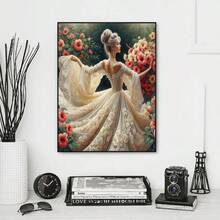 Kit de pintura com diamantes em acrílico (1 peça), padrão artístico elegante, cobertura completa, ideal para adultos, decoração para quarto, corredor, escritório e banheiro. Atividade artesanal fácil de fazer você mesmo. Presente perfeito. Moldura não inclusa.