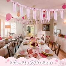 Yuubin 2 Pack Pink Bow Christmas Garland Banner DecorSweet Party Hanging Decorations For Women Coquette Birthday Bridal Shower Wedding Engagement Bachelorette Girl Baby Shower Supplies - 粉色 - 查看 4