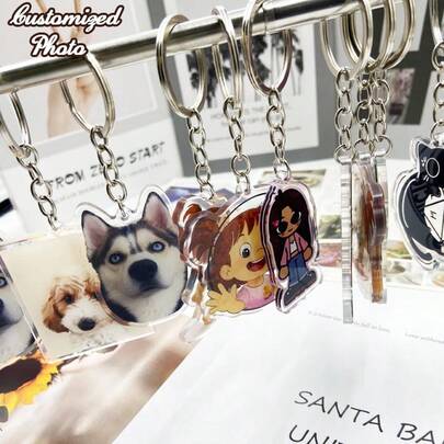 Customized Photo Keychain, Cat Photo Keychain, Customized Acrylic Pendant, Logo Printed Keychain, Keychain, Family Photo Keychain