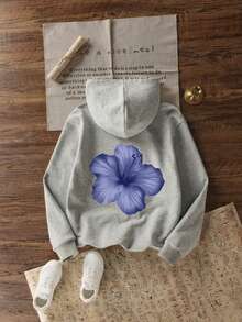 Young Girl Casual Comfortable Loose Thick Knitted Pullover Hooded Sweatshirt - Grey - View 2