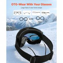 Ski Goggles, Cylindrical Lens With Orange Revo Coating, OTG Anti Fog Snow Goggles For Men Women Youth, TPU Frame & Ventilation Structure, Suitable For Skiing, Skating, Snowboarding, Cycling - framed black cylinder orange - 查看 5