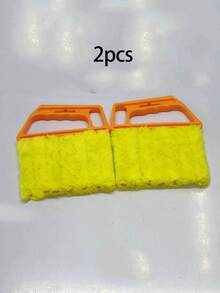 2 pezzi Spazzola per la pulizia di tende a lamelle a 7 denti, pulitore per tende e finestre, panno in microfibra lavabile e rimovibile per la raccolta della polvere, adatto per tende, condizionatori d'aria, tende da sole, rivestimenti e ventole di auto