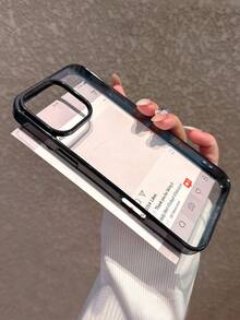 Ốp lưng điện thoại bằng acrylic trong suốt viền đen đơn giản, tương thích với iPhone 17 Pro Max/17 Pro/17 Air/17/16 Pro Max/16/16 Pro/16 Plus/11/15/15 Pro/15 Pro Max/12/13/14 Pro Max/XS/XR/11 Pro/11 Pro Max/12 Pro/12 Pro Max/13 Pro/13 Pro Max/7 Plus/14 Pro/14 Pro Max/14 Plus/12 Mini/13 Mini, bền, chống ố vàng, chống sốc. - thạch đen - Xem 9