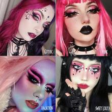 Black Pink Eyeshadow Palette Matte Glitter White Grey Silver Goth Makeup Palette Pigmented Long Wear Radiant Hot Pink Gothic Smoky Eye Shadow Pallet For Halloween Vampire Witch Lolita Y2K Cosplay - #01 Rose Curse - View 4