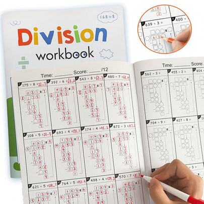 Lachilly 10-13 Years Old Division Math Workbook, Math Learning Tools Daily Practice Book, Learn Multiplication Basics, Improve Math Calculation Speed, Timed Test Advanced Practice Book, Arithmetic Exercise Book, Family Education Division Learning Materials, Classroom Supplies