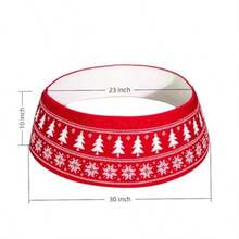 Collar de árbol de Navidad de punto para árboles de 5-9 pies falda de árbol ajustable de 23-30 pulgadas con copo de nieve y patrón de árbol de Navidad cubierta decorativa de base de Navidad rojo - Blanco - Ver 5