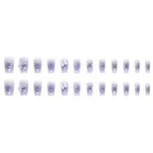 Press On Nails Purple Medium Fake Nails Tips Full Cover Gradient False Coffin Butterfly Nails For Women And FFgirls 24PCS{Inchcolor_nameinch:InchNails-16inch} - 釘子-16 - 查看 5