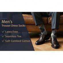 6 Pairs Men's Dress Crew Socks Cotton Comfortable Casual Soft Socks Size 10-13 - màu đen - Xem 5