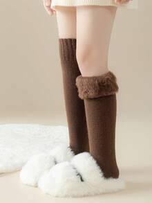 1 双儿童厚羊毛过膝袜，羊毛腿套，女童袜子，秋冬 - 彩色 - 查看 18