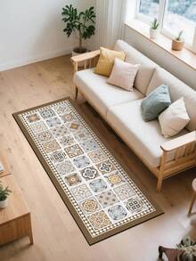 1 Set Elegant Multicolor Floral Pattern Rug, Light Beige, Approx. 3mm Thick, Super Soft & Absorbent, Lightweight Polyester Material, Rectangular Design, Rubber Backing For Durability & Comfort. Top Layer Fabric, Middle Foam, Bottom Rubber; Suitable For Kitchen, Bathroom, Entryway, Laundry Room, Etc. - Multicolor - View 8