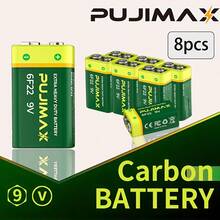 PUJIMAX 2/4/8/12 pin 9V Kẽm Carbon hạng nặng, thích hợp cho đồng hồ báo thức, chuông cửa, bếp ga, máy nước nóng, tay cầm chơi game, đèn pin, hiệu suất cao, bền bỉ, đặc biệt cho dải đèn cây thông Noel [Pin không sạc được, làm Không tính phí] - 9V - Xem 7