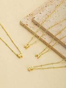 Petite Necklace, Bold Letter Balloon, 3D Initial Letter Gold Plated Pendant Necklace, Personalized Jewelry Women - 金子 - 查看 4