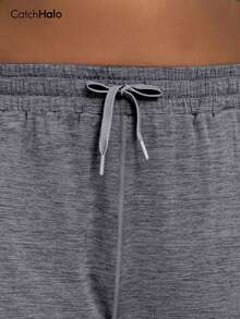 Plus Size Drawstring Solid Color Loose Jogger Pants With Pockets Spring - 灰色 - 查看 10