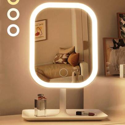 LED Işıklı Makyaj Aynası, 3 Aydınlatma Modu, Dokunmatik Kontrol, Taşınabilir Stand, Saklama İçin Katlanabilir, Seyahat Makyaj Aynası, Şarj Edilebilir Pil, Taşınabilir LED Makyaj Aynası, Kadınlar İçin Harika Bir Noel Hediyesi