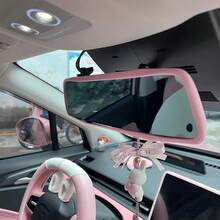 1 Automotive Rearview Mirror Silicone Cover, Car Decor, Fits Most Vehicles, Universal Silicone Mirror Cover - 粉色 - 查看 2