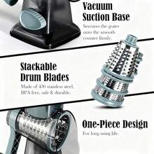 Cortador de verduras transparente azul multifunción, rebanador de frutas, rallador, conjunto de máquina rebanadora con pelador - Azul - Ver 8